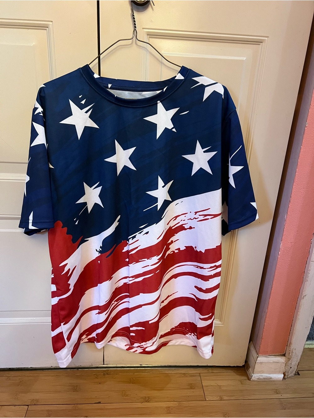 Men's Short Sleeve Patriotic Flag Tee - Blue/Red/White